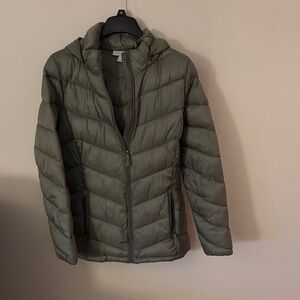 Charter Club  Minimal Quilted Hooded Puffer Jacket - Olive -NWT